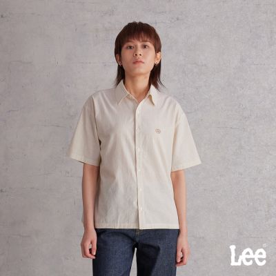 Lee 女款 季節性版型 小LOGO繡花條紋短袖襯衫 二色