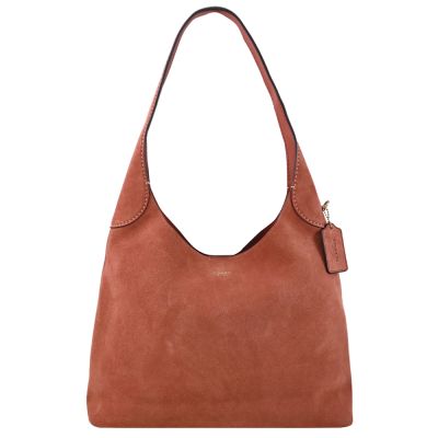 COACH Brooklyn 經典燙金LOGO麂皮絨面皮革單肩包(磚紅)