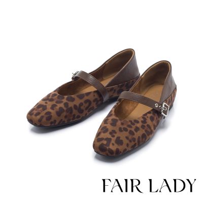 FAIR LADY 我的旅行日記 時髦方頭內增高瑪莉珍鞋 豹紋 (5E3237)