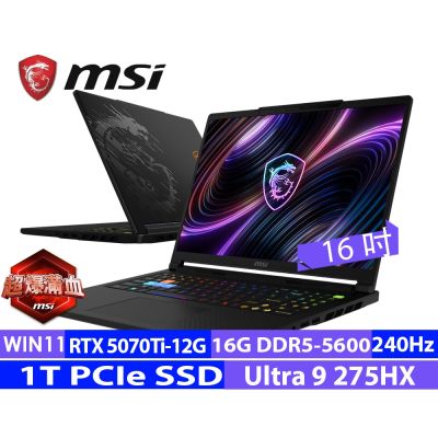 MSI微星 Raider 16 HX B2WH-026TW 16吋 QHD 筆電(Core U