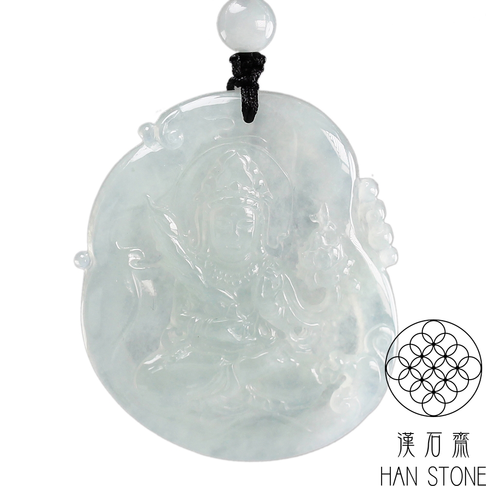 漢石齋】天然A貨冰種翡翠度母多羅菩薩玉佩吊墜(42*49*6mm) | 漢石齋