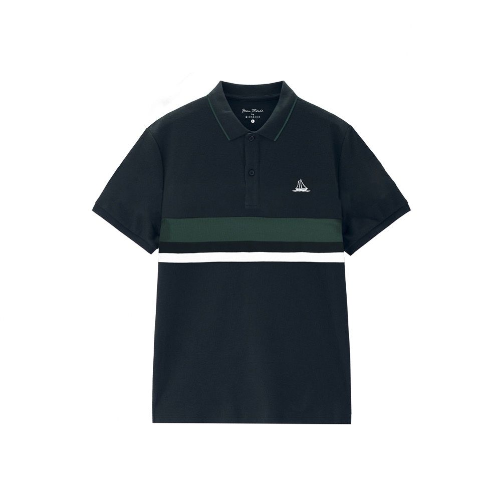 GIORDANO 男裝機能涼感防曬拼色短袖POLO衫【雙色任選】 (03 鋼藍)