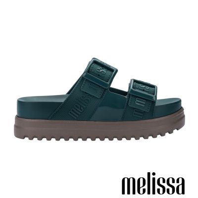 Melissa-LOGO雙扣帶厚底拖鞋-藍色