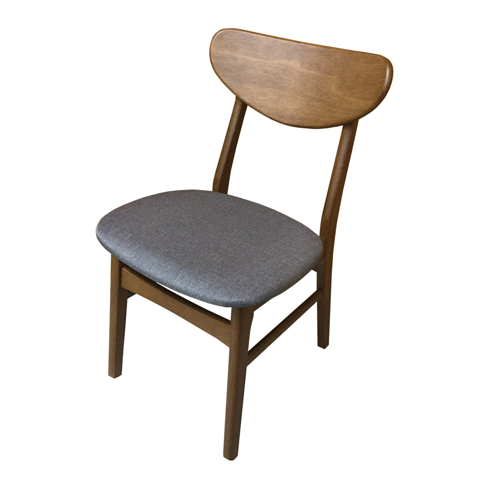 AS DESIGN雅司家具-Arlene淺胡桃色灰布實木餐椅-45.5x46x78cm