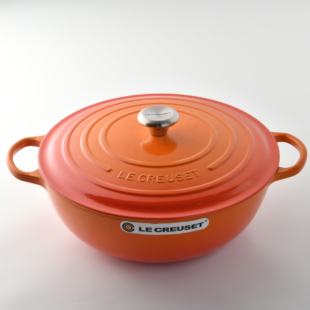 Le Creuset 典藏媽咪鑄鐵鍋32cm 7L 火焰橘法國製媽咪鍋炒鍋燉鍋湯鍋