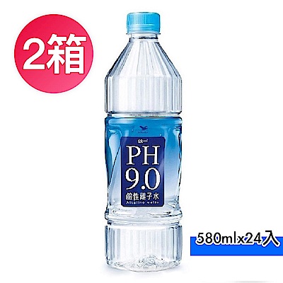 統一 PH9.0鹼性離子水(580mlx24入)x2箱，(共48入)