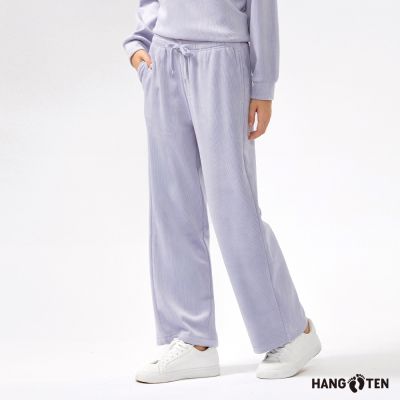 Hang Ten-女裝- 針織燈芯絨加州熊長褲-丁香紫