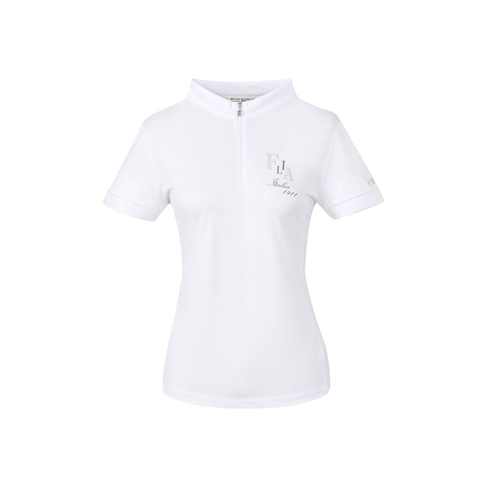 FILA 女短袖半門襟T恤-白色 5TEA-1740-WT