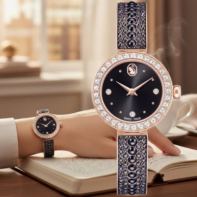 SWAROVSKI 施華洛世奇 Matrix 珍珠手鐲腕錶 女錶 手錶-26mm黑 5743697
