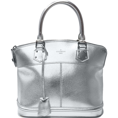 LOUIS VUITTON路易威登 【Louis Vuitton 路易威登 】M95541 經典限量LOCKIT PM銀色亮皮手提包(絕版展示品)