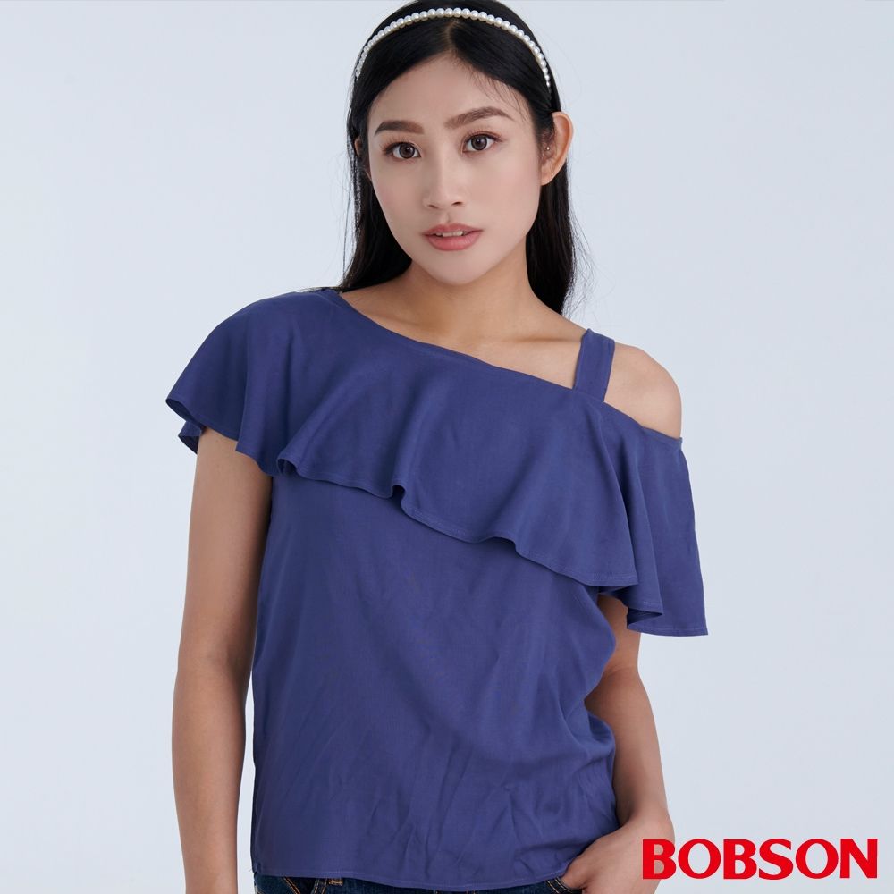 BOBSON 女款單裸肩荷葉上衣(71086-59)
