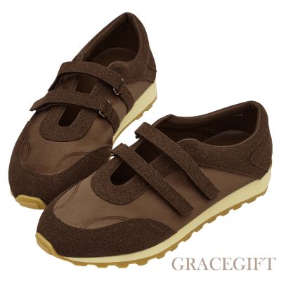 【Grace Gift】休閒美學芭蕾瑪莉珍運動鞋 咖