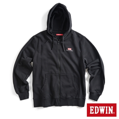 EDWIN 男裝 網路獨家 率性風格LOGO連帽拉T外套-黑色
