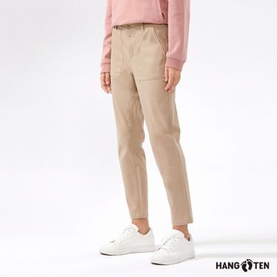 Hang Ten-女裝-斜紋磨毛錐形長褲-日曬棕