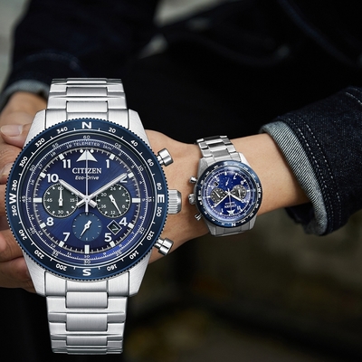 CITIZEN 星辰 光動能航空計時手錶 生日慶盛典 送禮首選-藍 CA4554-84L