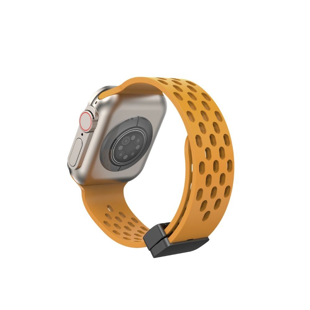 【Phonemo】Apple Watch 磁吸蜂巢錶帶 透氣親膚液態矽膠 潮流多色可選 38-49mm 通用 (官方黃)