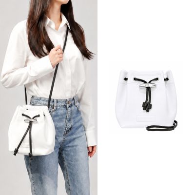 LONGCHAMP ROSEAU系列竹節小羊皮水桶斜背包(迷你/白)