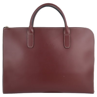 Longchamp LE FOULONNÉ 咖啡色牛皮拉鍊手提公事包