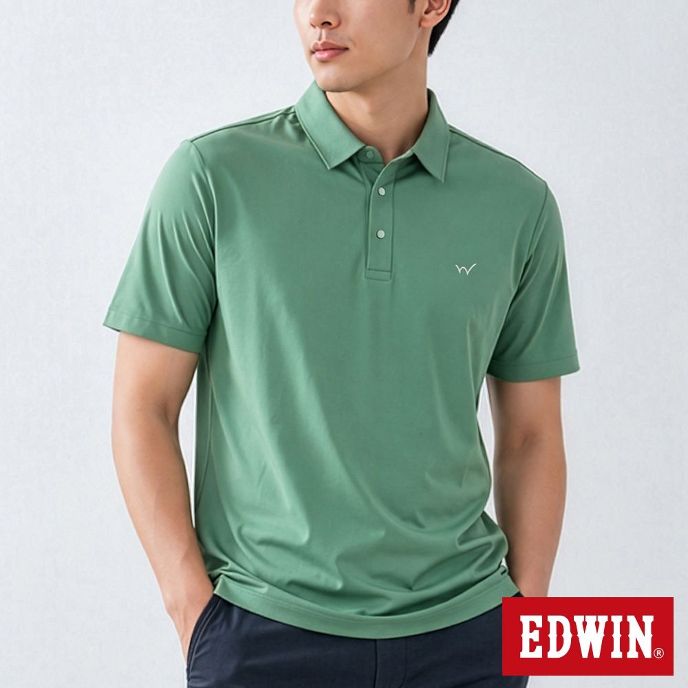 EDWIN 男裝 PK涼感短袖POLO衫-青綠色