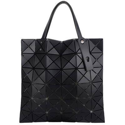 ISSEY MIYAKE 三宅一生 BAOBAO 黑色皮質三角格6x6肩背/手提包