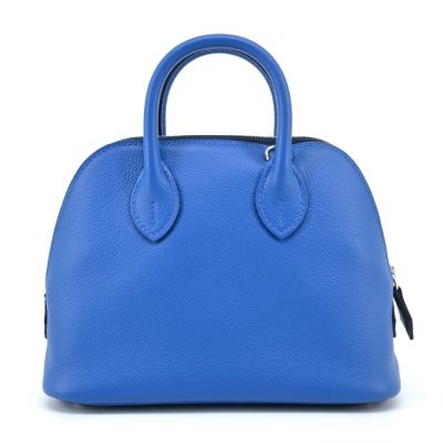 Hermes 愛馬仕 Mini Bolide 19cm Evercolor B刻 牛皮柏莉包(AC馬賽克藍/普魯士藍/銀釦)