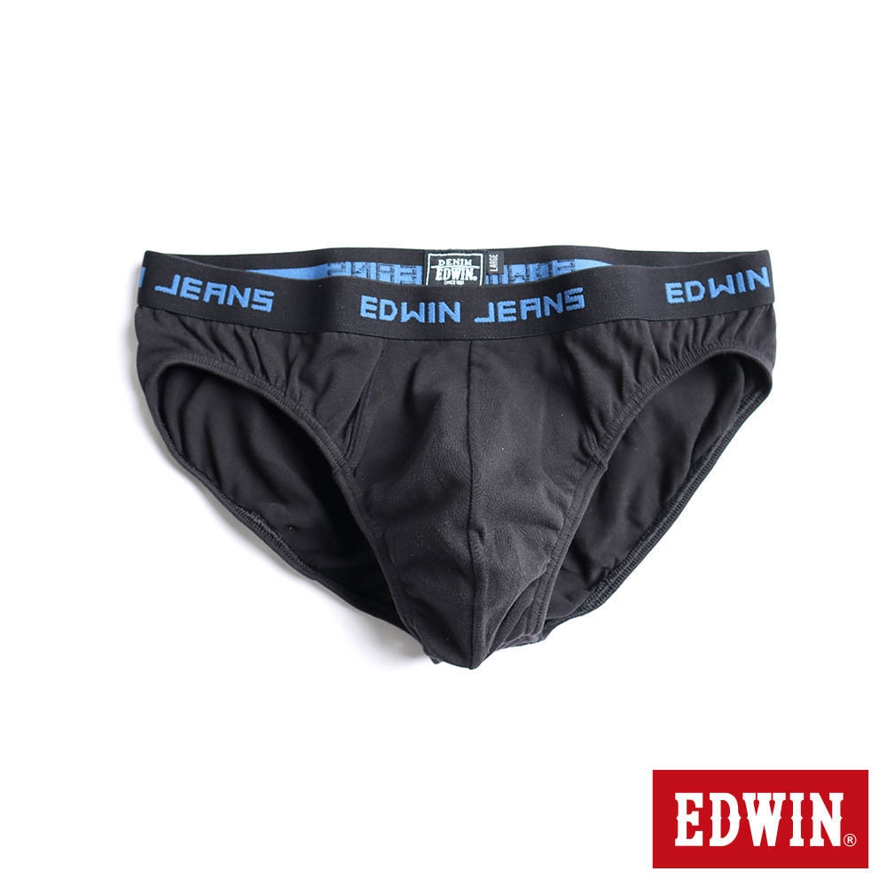 EDWIN 男裝 彈性貼身純棉三角內褲-黑色