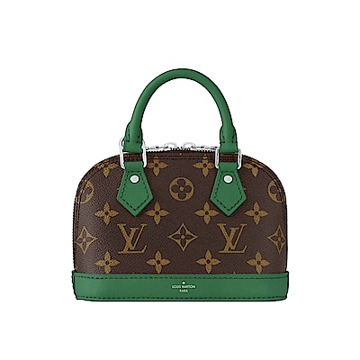 LOUIS VUITTON路易威登 LV Louis Vuitton M83204 NANO ALMA經典Monogram拚綠色皮革肩帶手提/斜背包