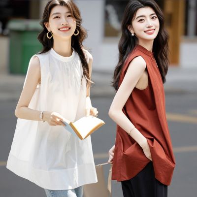 【LANNI 藍尼】現+預 小立領無袖中長版背心(女上衣/舒適/百搭/背心)