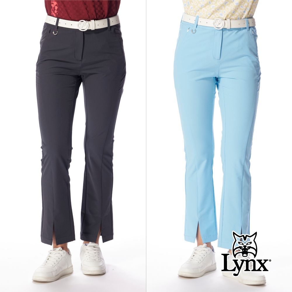 【Lynx Golf】女款防潑水四面彈性褲管開岔九分靴型時尚設計長褲(二色) (深灰色)