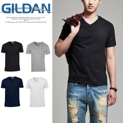 GILDAN 吉爾登V領素色短袖T 梨泰院 韓系時裝