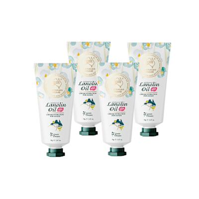 澳洲 G&M 花漾水潤綿羊油綿羊夜用護手霜含維他命E-綠野仙蹤(70g/支 4入組)