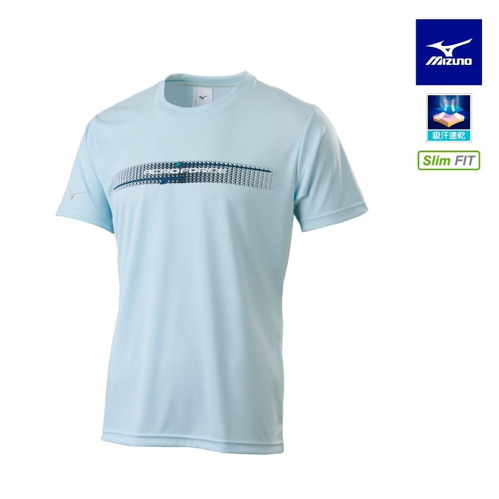 MIZUNO美津濃 羽球短袖T恤上衣 月光藍_72TAC50724