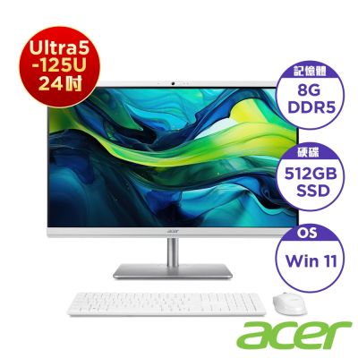 (福利品)Acer 宏碁 C24-195ES 24型AIO桌上型電腦(CU5-125U/8GB/512GB/Win11)