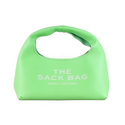 MARC JACOBS 粒面小牛皮THE SACK BAG系列字型壓印LOGO手袋(mini/螢光綠)