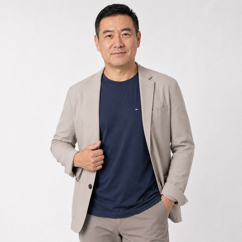 TOMMY 年度爆款經典圓領Logo素面短袖T恤-深藍色