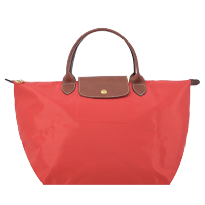 LONGCHAMP LE PLIAGE系列短把再生尼龍摺疊水餃包(中/番茄紅)