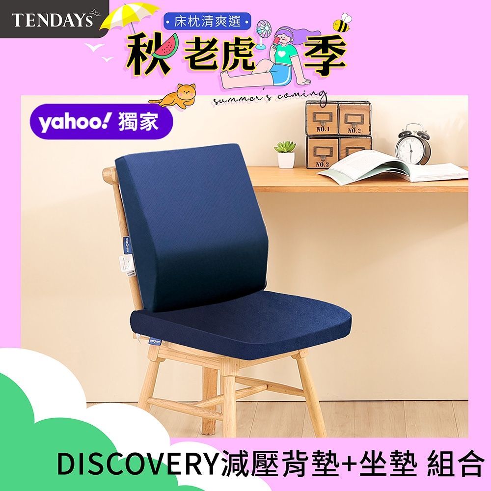 TENDAYS DISCOVERY辦公室背墊+椅墊 組合(丈青蜜絲絨 腰墊&坐墊)
