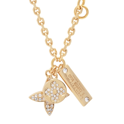 LouisVuitton路易威登 Louis Vuitton路易威登 LV飾品 M66808廣東旗艦店限定版Monogram花卉金色黃銅水鑽長項鍊