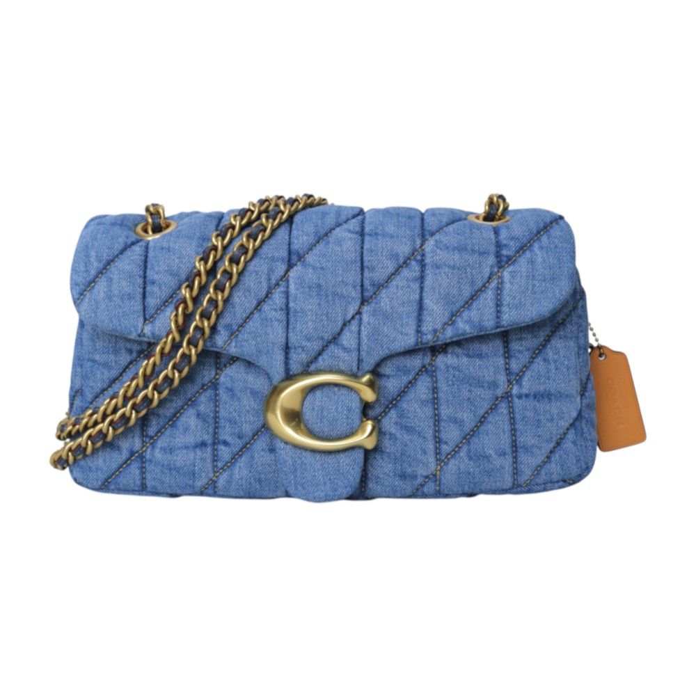 COACH-TABBY 26 金屬大C牛仔布鍊帶肩斜包(單寧藍)中