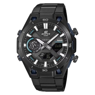CASIO 卡西歐 EDIFICE 藍芽太陽能 賽車美學 層次立體錶款 黑 ECB-2300DC-1A 45.8mm
