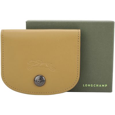 LONGCHAMP Epure 奔馬烙印柔軟牛皮圓弧卡片夾(煙草色)