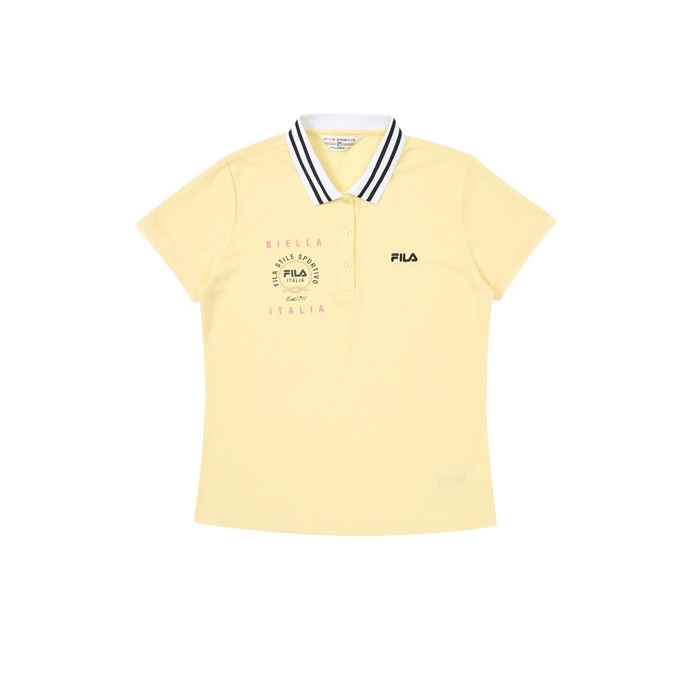 FILA官方 男女款 抗UV吸濕排汗短袖POLO衫 多款任選均一價 (C款女POLO-黃色)