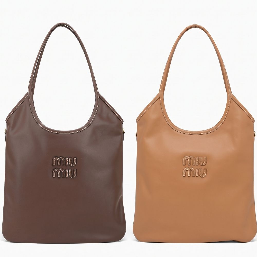 miu miu IVY 明線字母牛皮肩背托特包-2色/5BG231