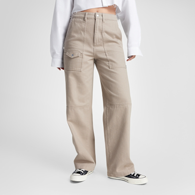 CONVERSE WOMENS HARBOR PANT 長褲 女 淺杏灰-10026965-A04