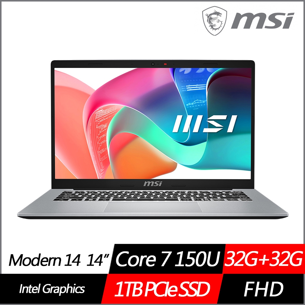 MSI微星Modern 14 F1MG-003TW 14吋商務筆電(Core 7 150U/32G+32G/1TB
