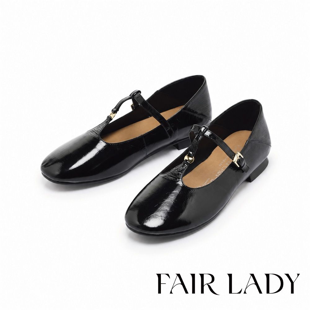 FAIR LADY 小時光 法式典雅T字瑪莉珍鞋 黑 (5P3240)