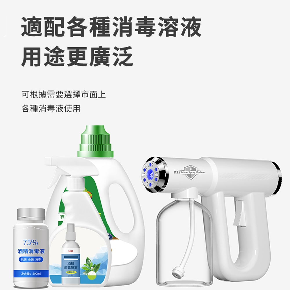 ANTIAN K12手持納米藍光霧化消毒槍防疫殺菌噴霧槍USB充電消毒機電動