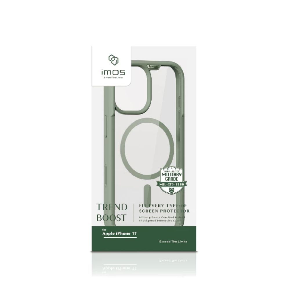iMos iPhone 17 磁吸軍規防震保護殼  17/ Air / 17 Pro / 17 Pro Max 相機按鍵版 (亞麻綠)