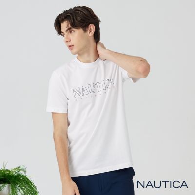 Nautica 男裝 LOGO文字輪廓設計短袖T恤-白色