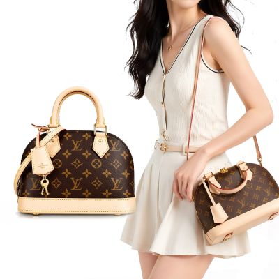 Louis Vuitton SAC ALMA BB 經典LOGO貝殼兩用包(咖)M53152